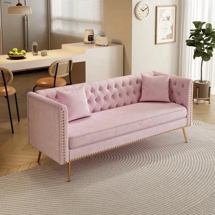 Oxford 3 Seater Fabric Sofa (Cottage Pink) - image 3