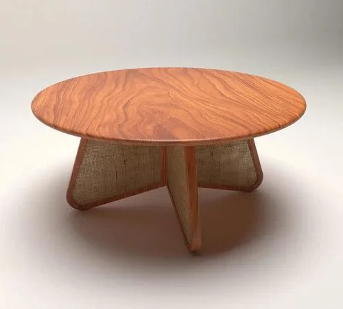 Round Teak Wood & Rattan Coffee Table for Living Room - image 3