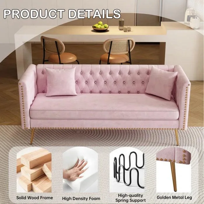 Oxford 3 Seater Fabric Sofa (Cottage Pink) - image 5
