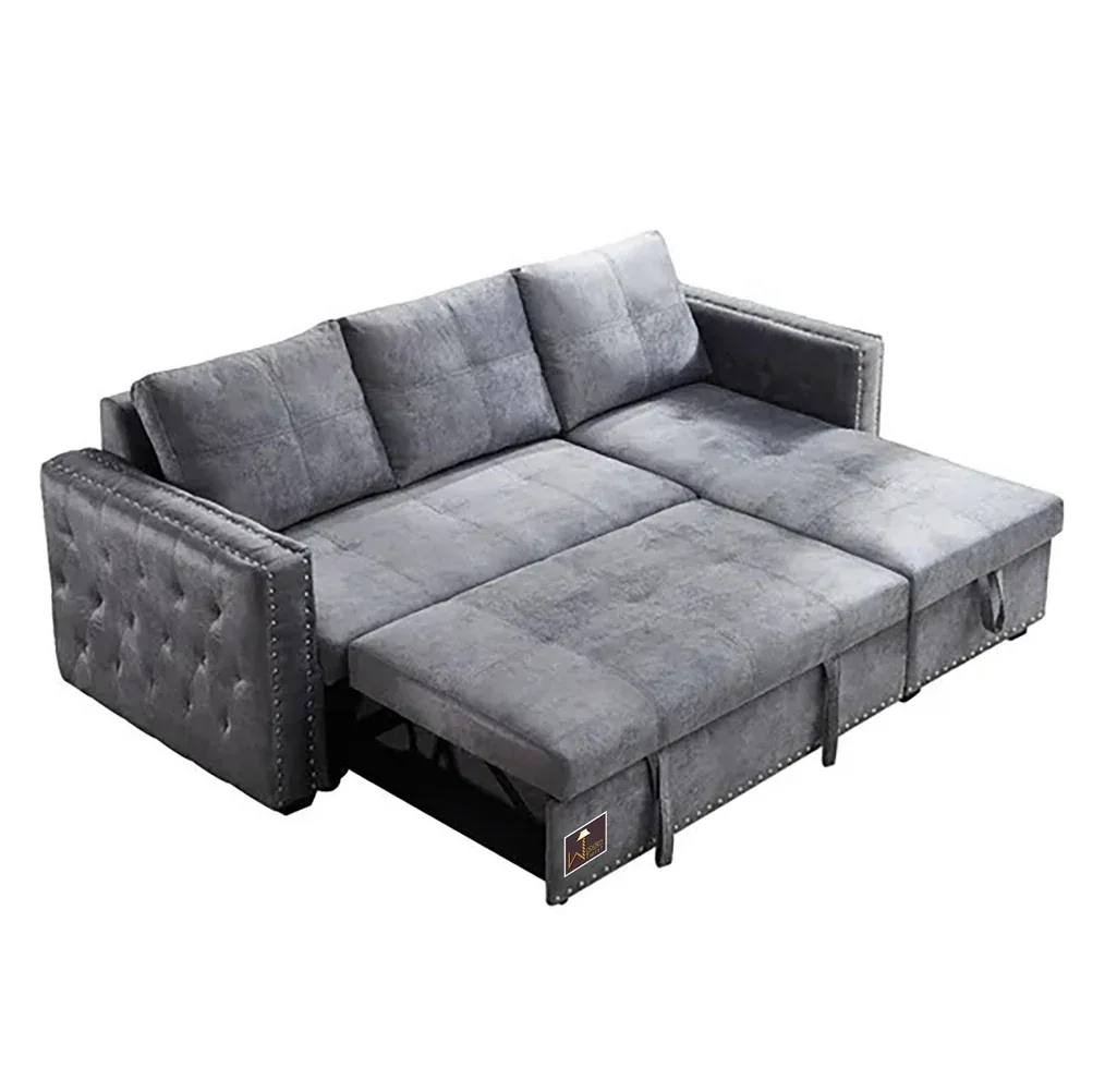 Right-Side L-Shape 5 Seater Sofa Cum Bed with Comfort Cushions - image 4