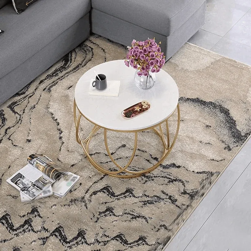 Gilded Globe Round Coffee Table with Marble-Look Top for Living Room - image 5
