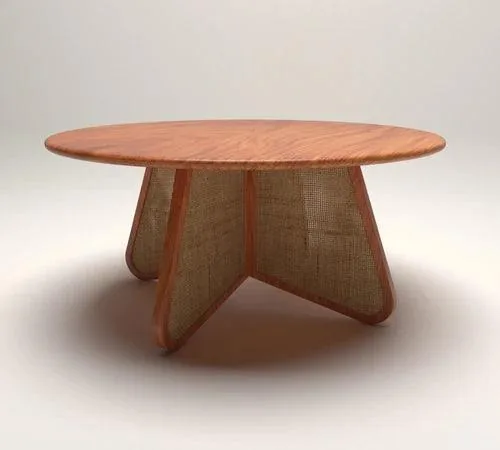 Round Teak Wood & Rattan Coffee Table for Living Room - image 2